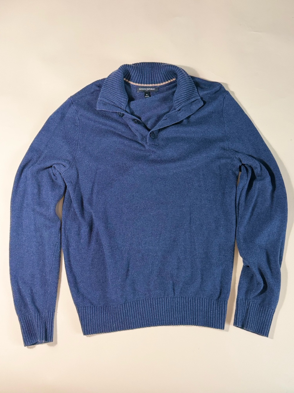 Banana Republic Men's Navy Zip-Neck Knit Sweater